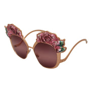 Occhiali da sole Dolce & Gabbana DG2202 in oro rosa con ricamo di paillettes a forma di rosa