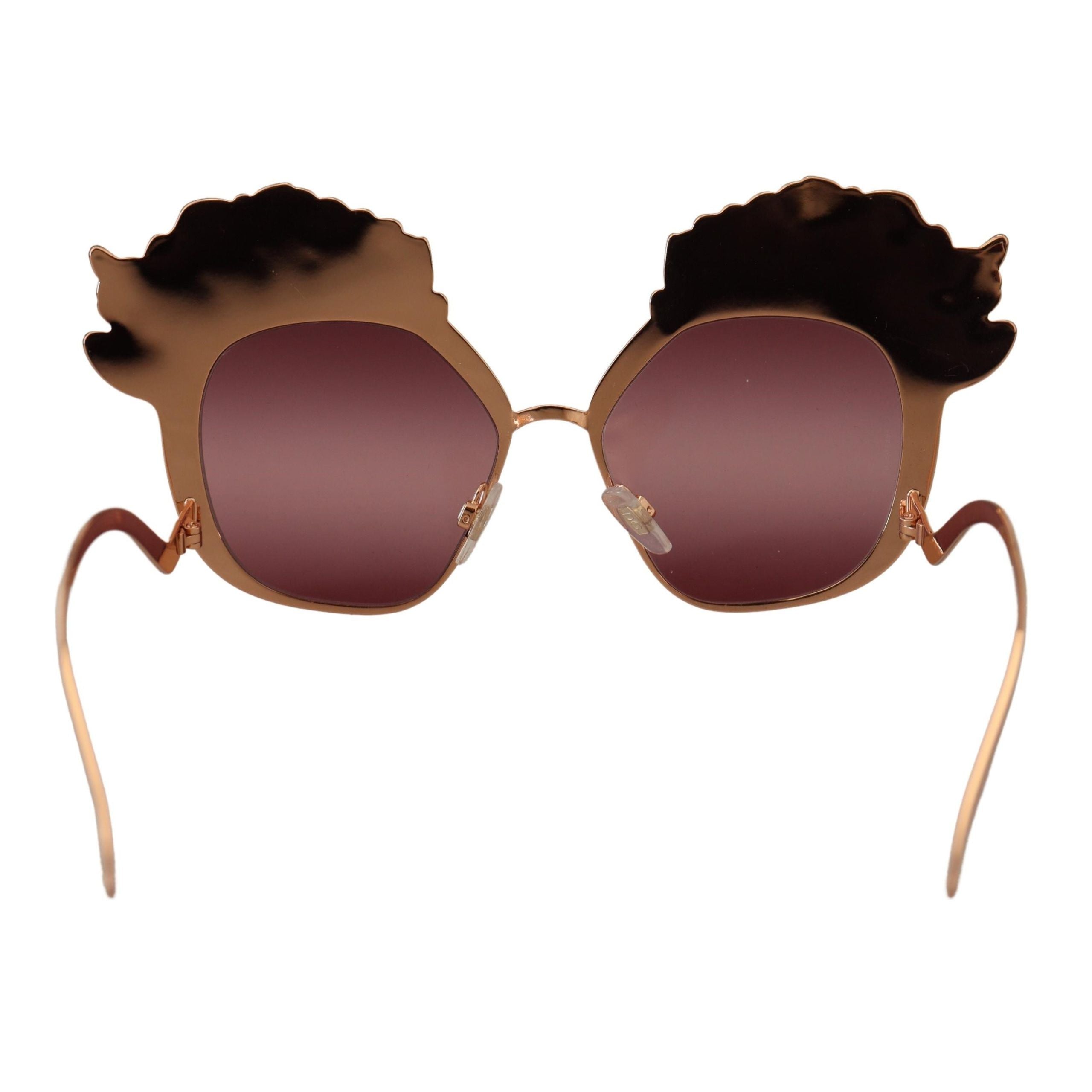 Occhiali da sole Dolce & Gabbana DG2202 in oro rosa con ricamo di paillettes a forma di rosa
