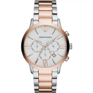 Orologio cronografo Emporio Armani in acciaio color argento e bronzo