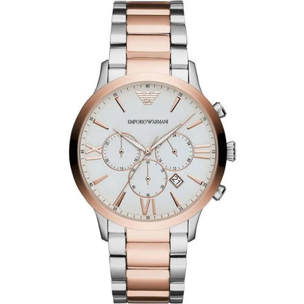 Orologio cronografo Emporio Armani in acciaio color argento e bronzo