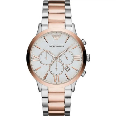 Orologio cronografo Emporio Armani in acciaio color argento e bronzo