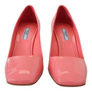 Décolleté con tacco largo in pelle verniciata rosa Prada Classic