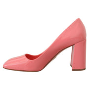 Décolleté con tacco largo in pelle verniciata rosa Prada Classic