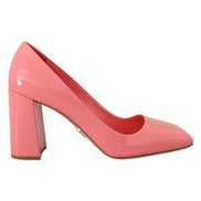 Décolleté con tacco largo in pelle verniciata rosa Prada Classic