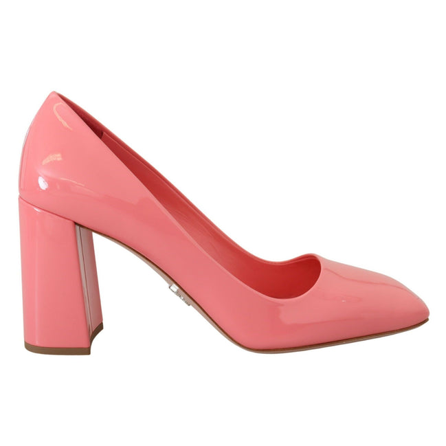 Décolleté con tacco largo in pelle verniciata rosa Prada Classic