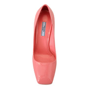 Décolleté con tacco largo in pelle verniciata rosa Prada Classic