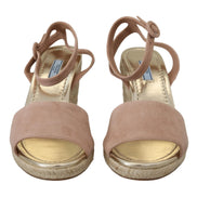 Sandales Prada en daim rose avec bride à la cheville