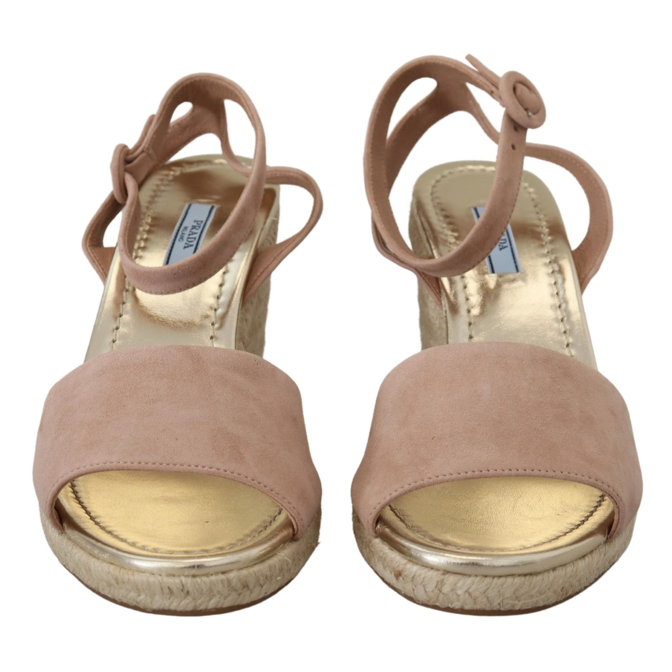 Sandales Prada en daim rose avec bride à la cheville