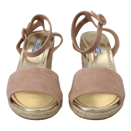 Sandales Prada en daim rose avec bride à la cheville
