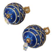 Orecchini a Clip Pendenti con Cristallo a Sfera Blu in Ottone Dorato Dolce & Gabbana