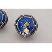 Orecchini a Clip Pendenti con Cristallo a Sfera Blu in Ottone Dorato Dolce & Gabbana