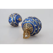 Orecchini a Clip Pendenti con Cristallo a Sfera Blu in Ottone Dorato Dolce & Gabbana