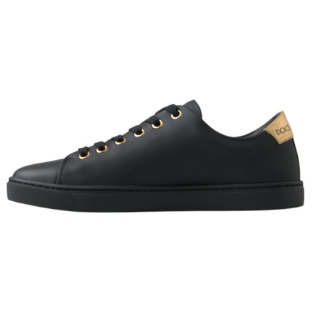 Dolce & Gabbana Baskets classiques en cuir noir et or