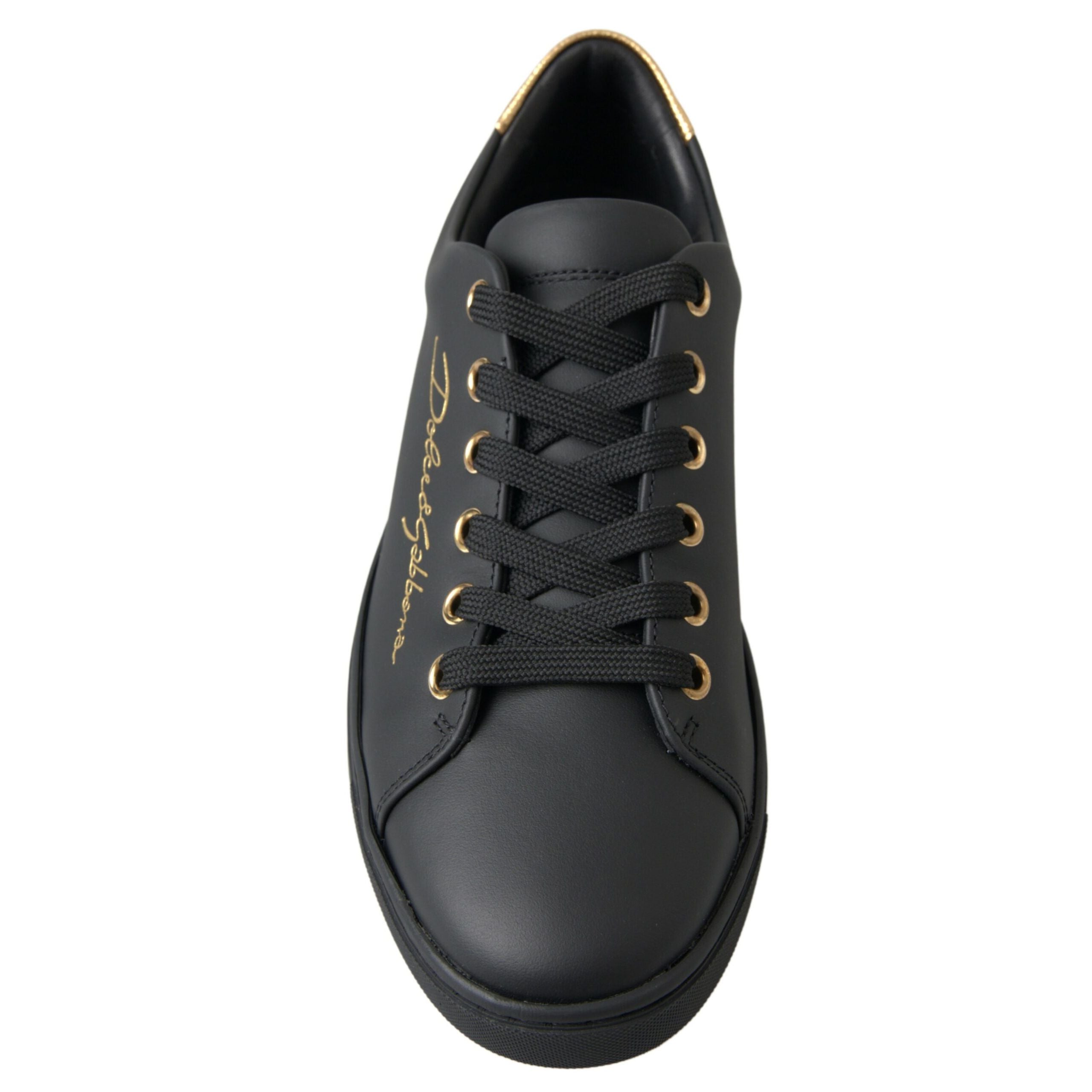 Dolce & Gabbana Sneakers Classiche in Pelle Nera e Oro
