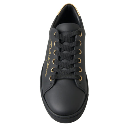 Dolce & Gabbana Sneakers Classiche in Pelle Nera e Oro