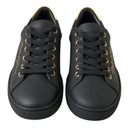 Dolce & Gabbana Sneakers Classiche in Pelle Nera e Oro