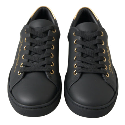 Dolce & Gabbana Sneakers Classiche in Pelle Nera e Oro