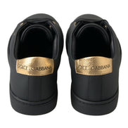 Dolce & Gabbana Sneakers Classiche in Pelle Nera e Oro