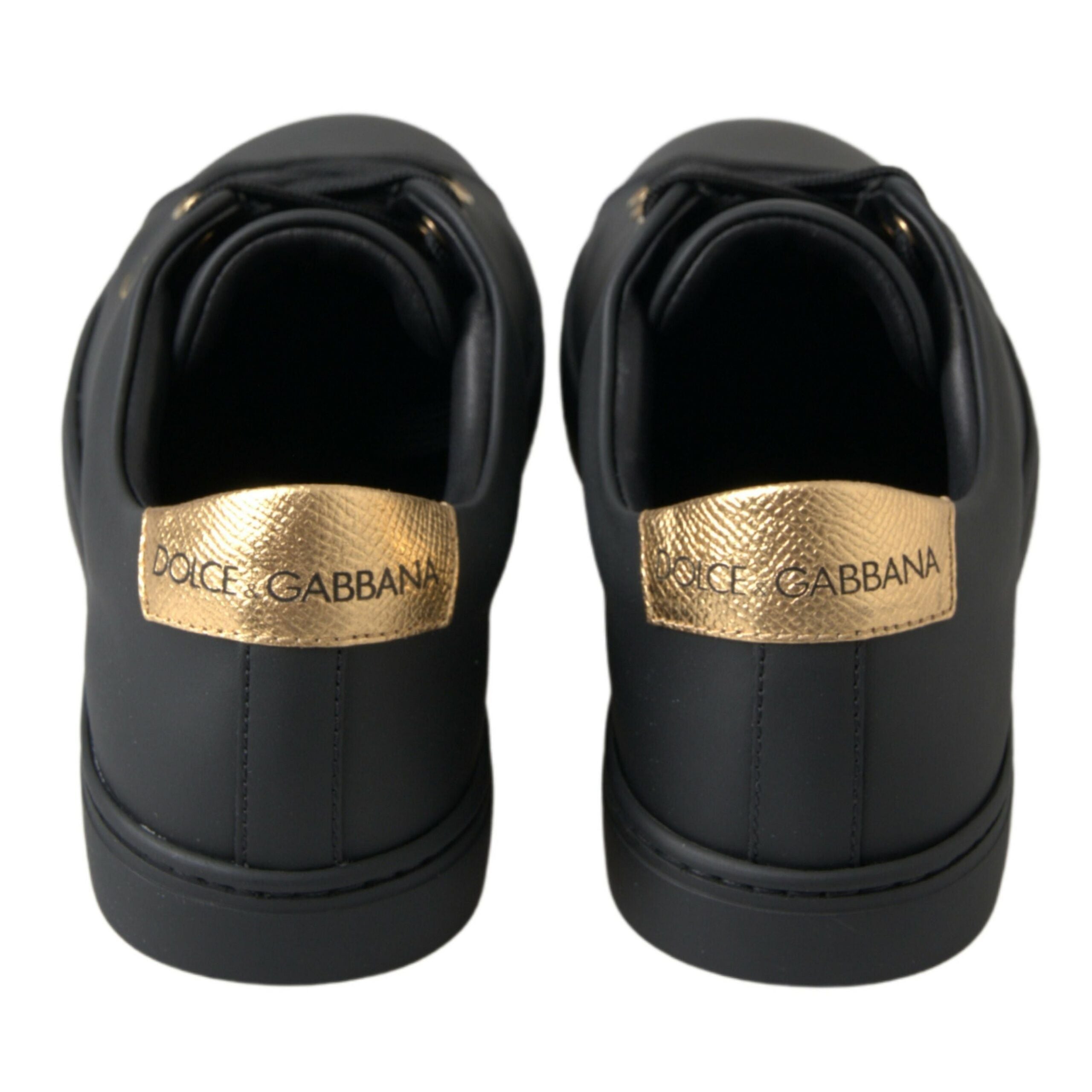 Dolce & Gabbana Sneakers Classiche in Pelle Nera e Oro
