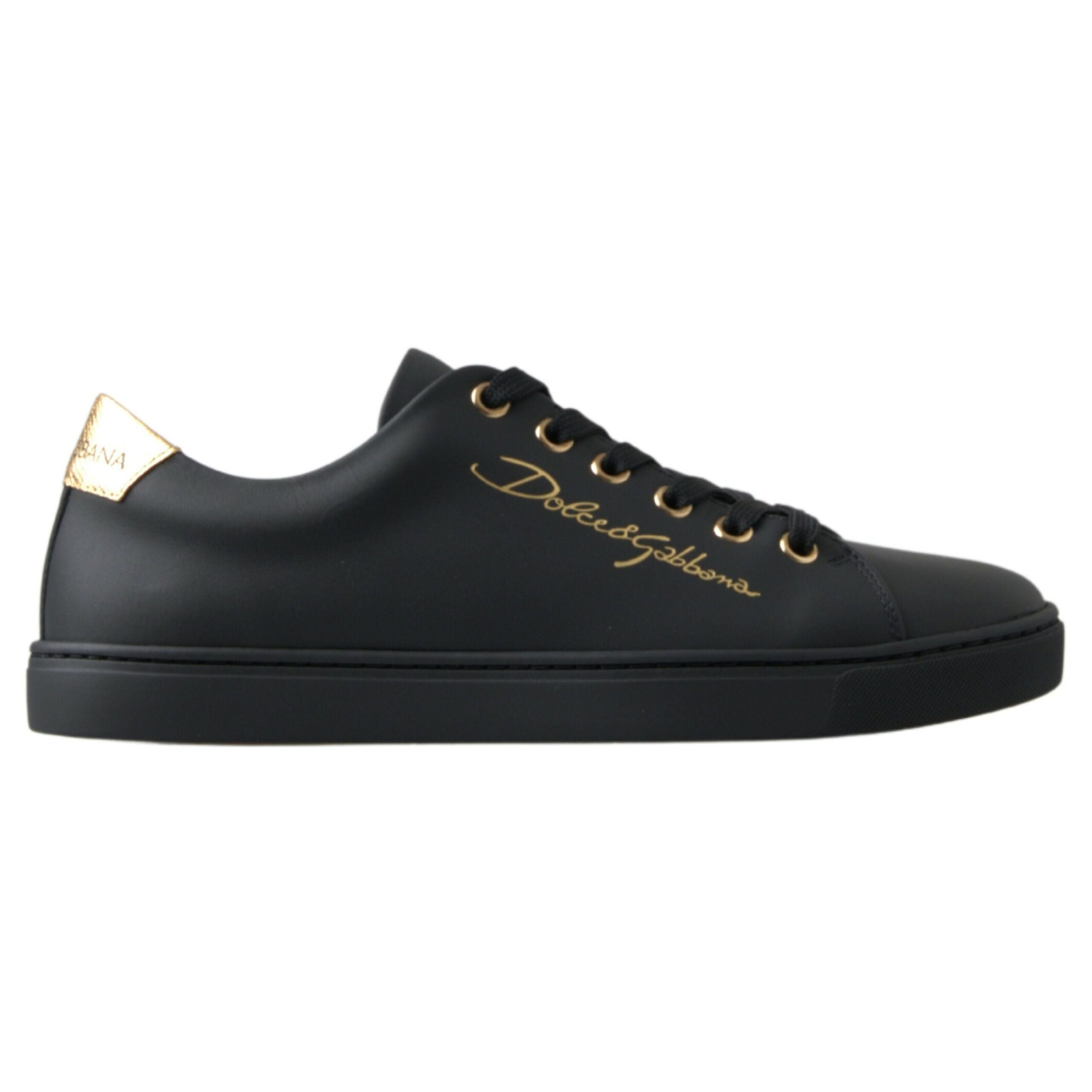 Dolce & Gabbana Sneakers Classiche in Pelle Nera e Oro