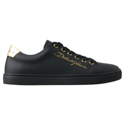 Dolce & Gabbana Baskets classiques en cuir noir et or