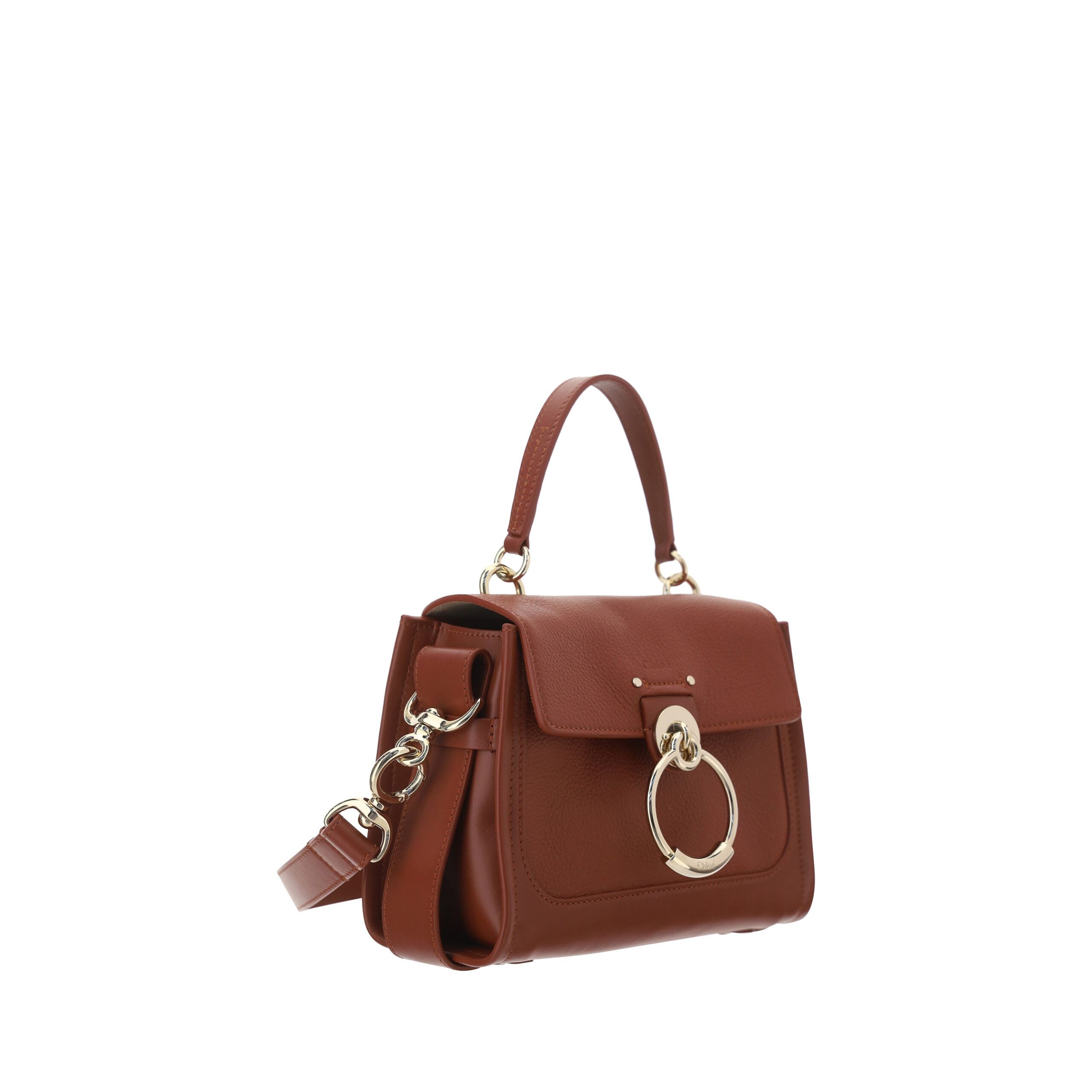 Borsa a mano Chloé Tess in pelle di vitello marrone