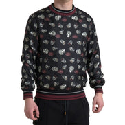 Dolce & Gabbana Maglione girocollo in seta nera con stampa ad anelli