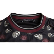 Dolce & Gabbana Maglione girocollo in seta nera con stampa ad anelli