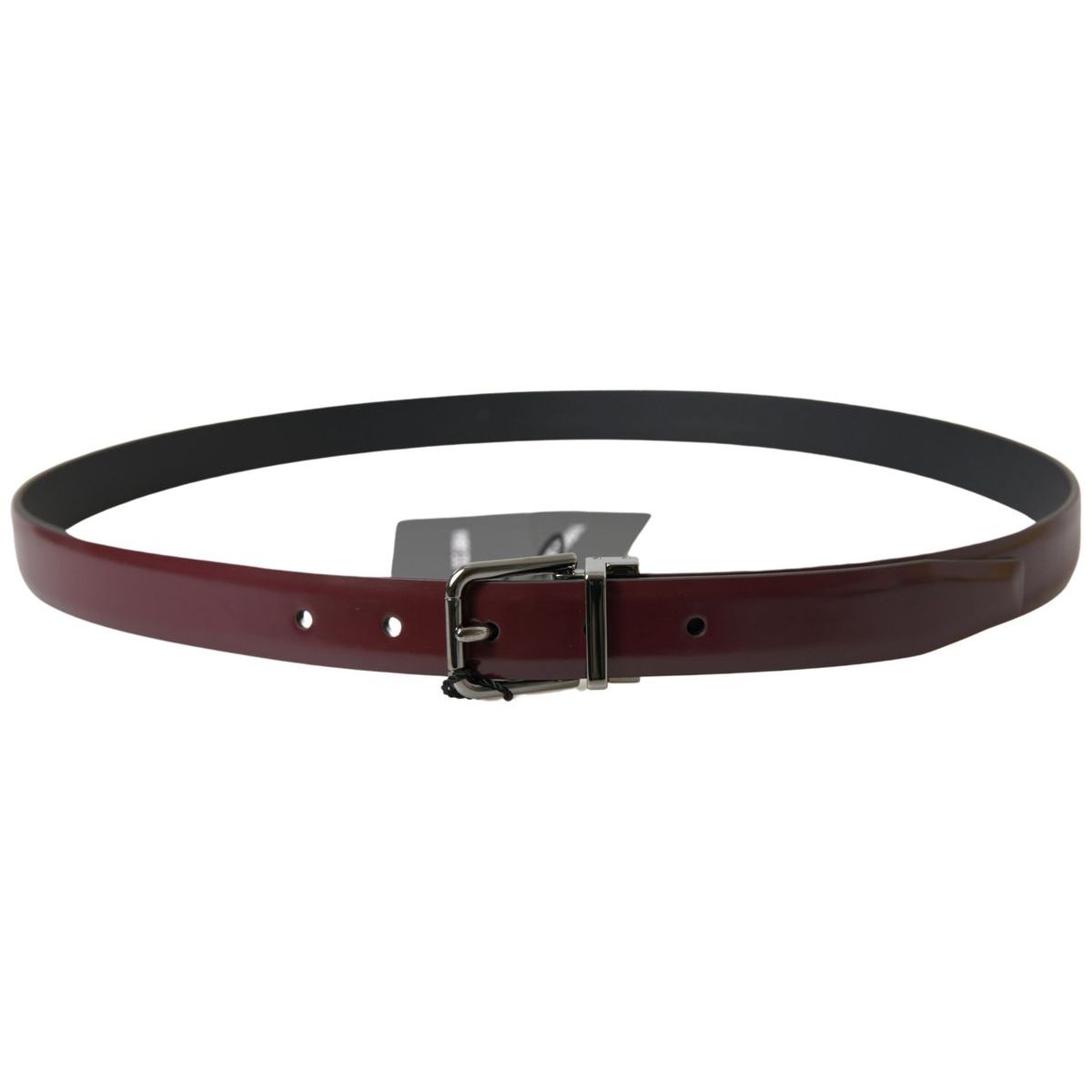 Cintura in Pelle Bordeaux con Fibbia in Metallo Argentato Dolce & Gabbana