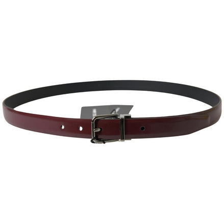 Ceinture Dolce & Gabbana en cuir bordeaux et boucle en métal argenté