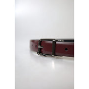 Cintura in Pelle Bordeaux con Fibbia in Metallo Argentato Dolce & Gabbana