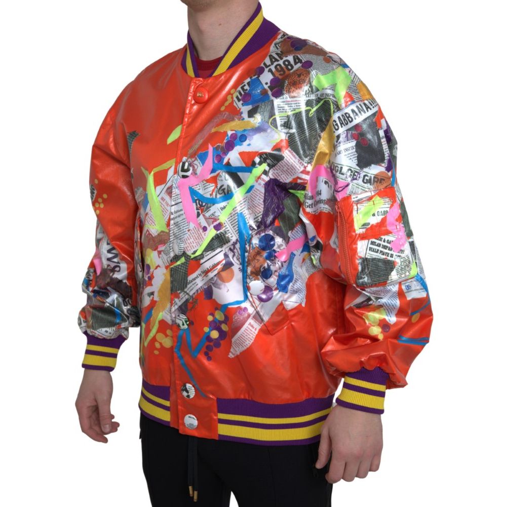 Giacca Blouson Dolce & Gabbana in Poliestere Arancione con Bottoni