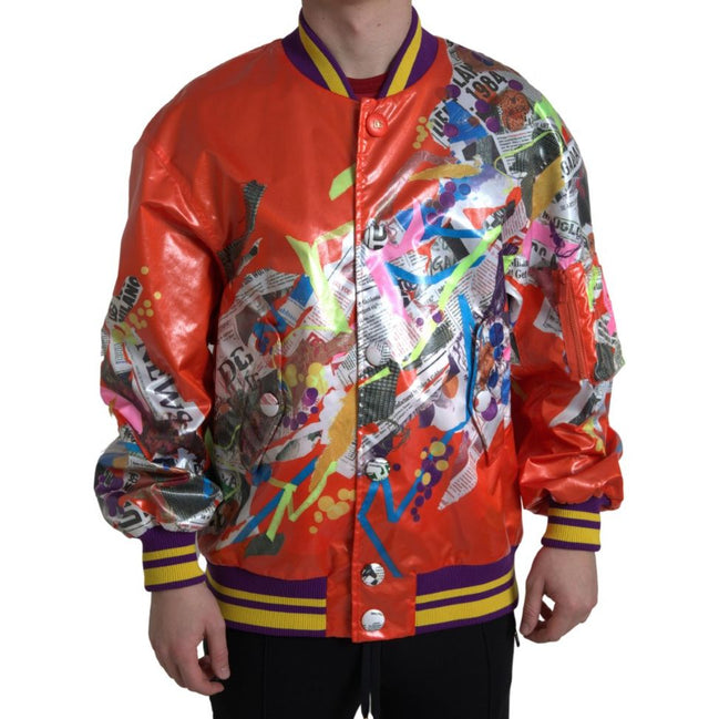 Giacca Blouson Dolce & Gabbana in Poliestere Arancione con Bottoni