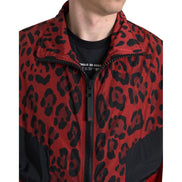 Pull zippé intégral Dolce & Gabbana en nylon rouge léopard