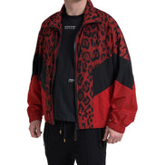 Pull zippé intégral Dolce & Gabbana en nylon rouge léopard