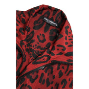 Pull zippé intégral Dolce & Gabbana en nylon rouge léopard