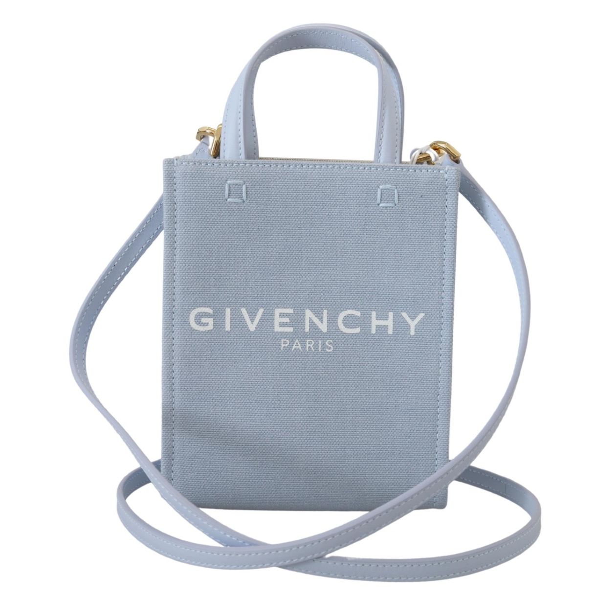 Borsa a tracolla mini Givenchy Cloud verticale in tela spalmata blu