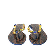 Sandales plates Dolce & Gabbana Blue Crystals Chaussures de plage