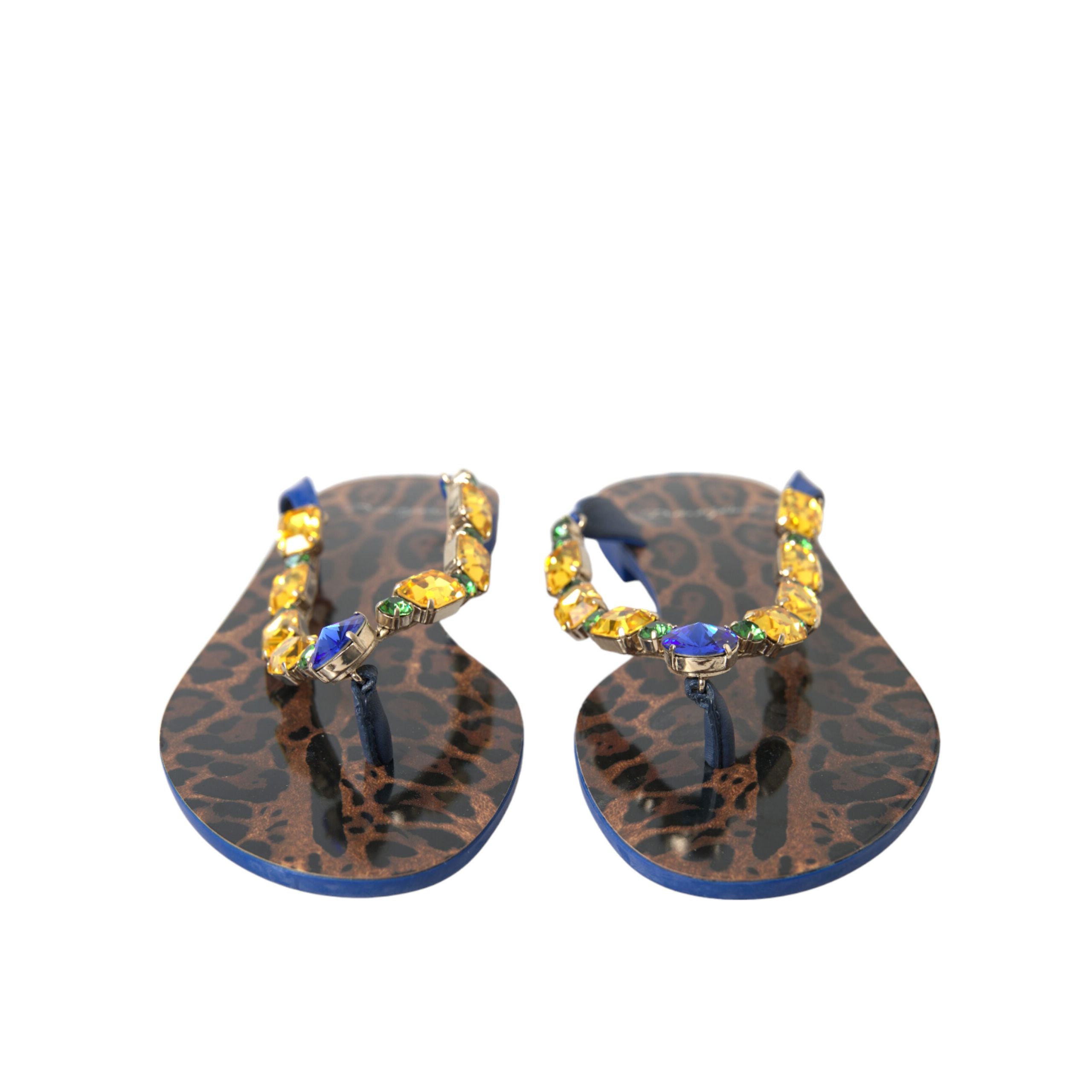 Sandales plates Dolce & Gabbana Blue Crystals Chaussures de plage