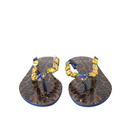 Sandales plates Dolce & Gabbana Blue Crystals Chaussures de plage