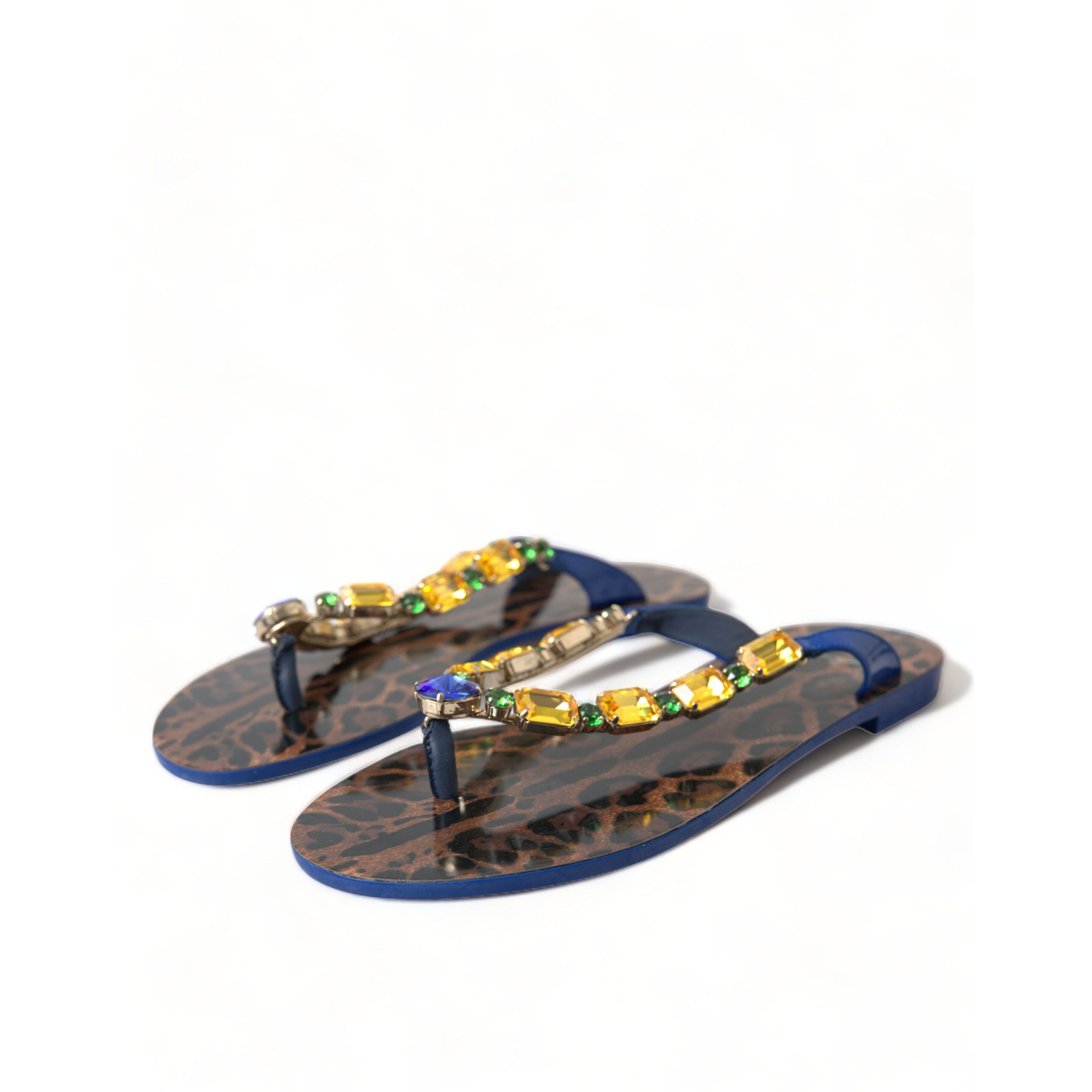 Sandales plates Dolce & Gabbana Blue Crystals Chaussures de plage