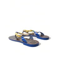 Sandales plates Dolce & Gabbana Blue Crystals Chaussures de plage