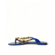 Sandales plates Dolce & Gabbana Blue Crystals Chaussures de plage