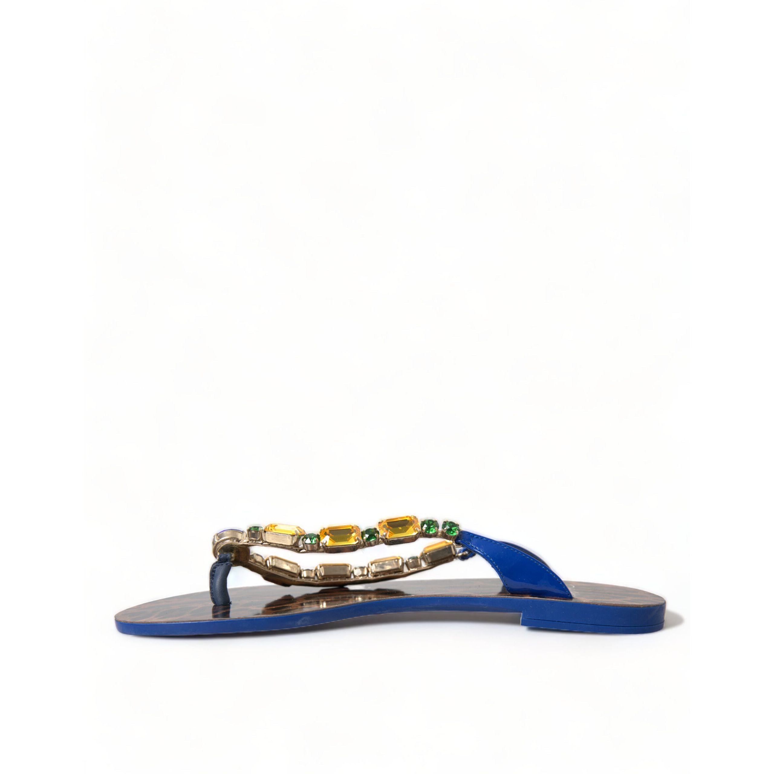 Sandales plates Dolce & Gabbana Blue Crystals Chaussures de plage