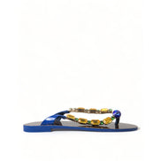 Sandales plates Dolce & Gabbana Blue Crystals Chaussures de plage