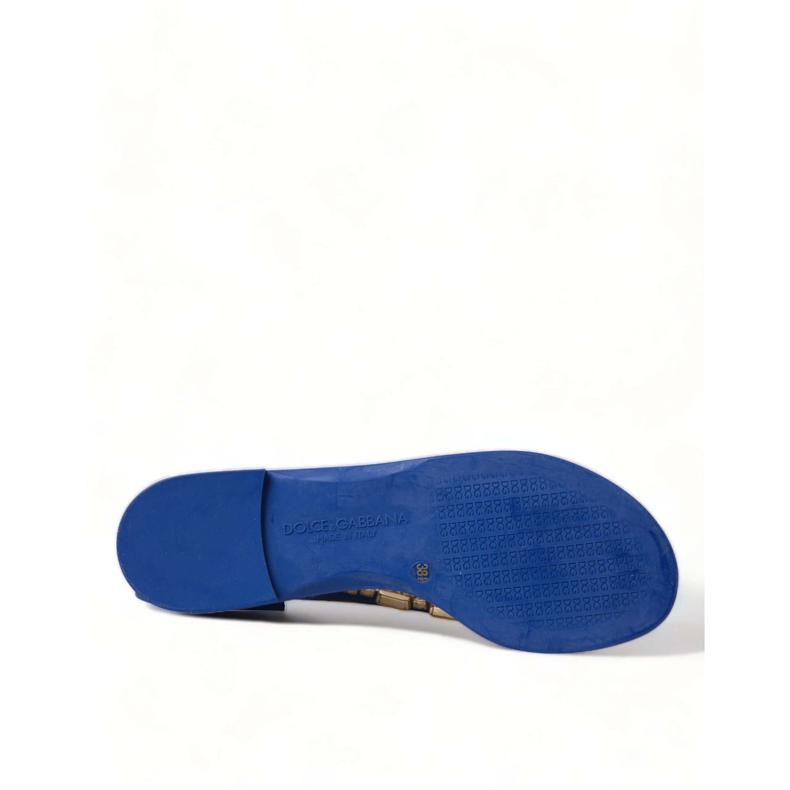 Sandales plates Dolce & Gabbana Blue Crystals Chaussures de plage