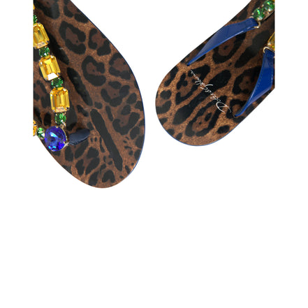 Sandales plates Dolce & Gabbana Blue Crystals Chaussures de plage