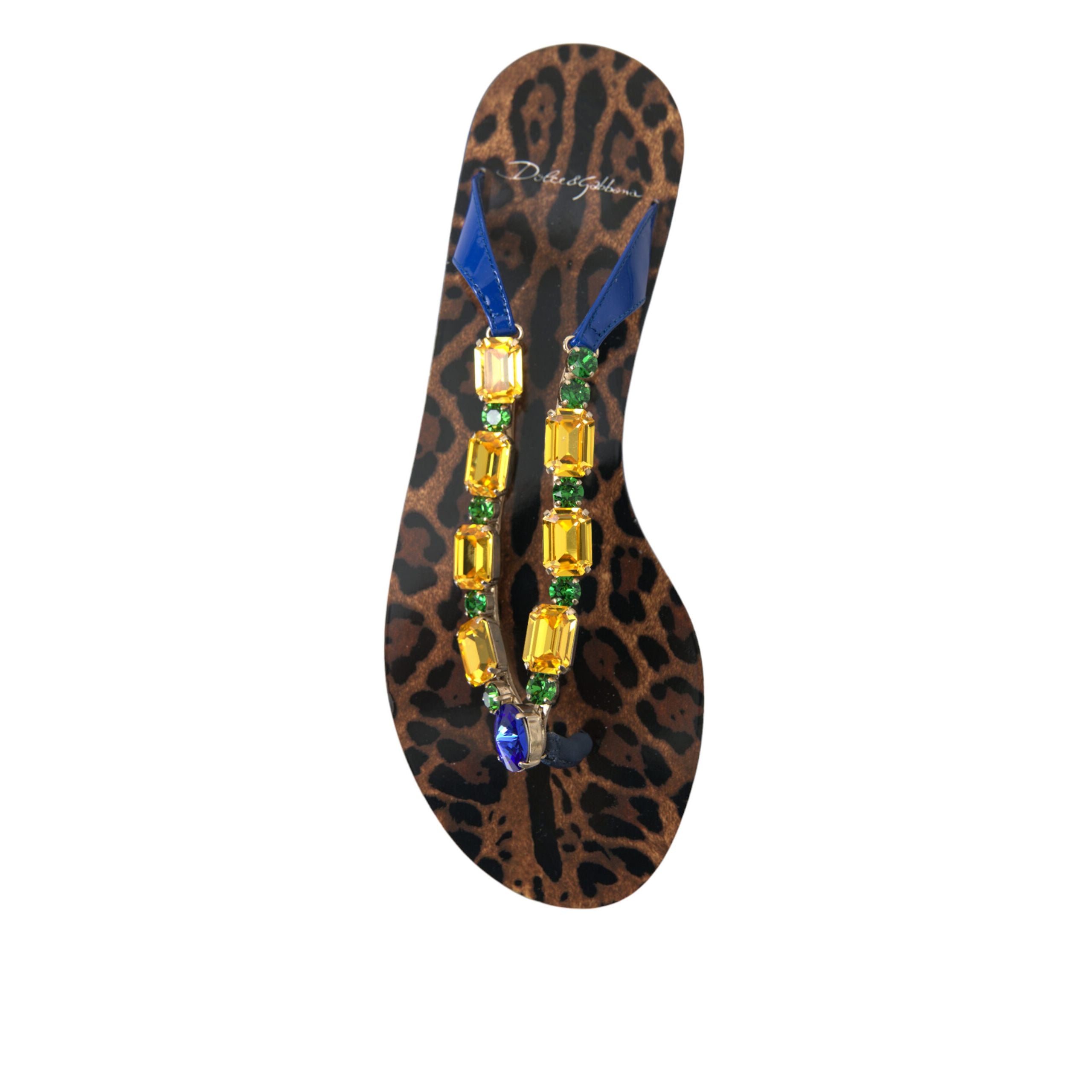 Sandales plates Dolce & Gabbana Blue Crystals Chaussures de plage
