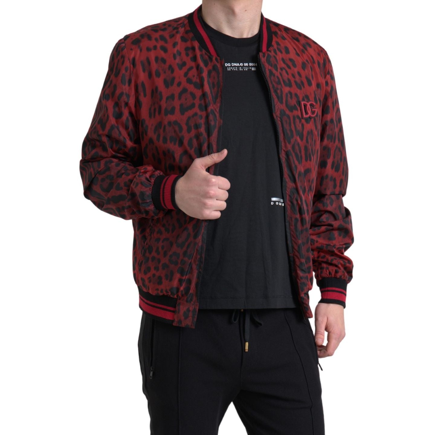 Dolce & Gabbana Blouson Court Bomber Léopard Rouge