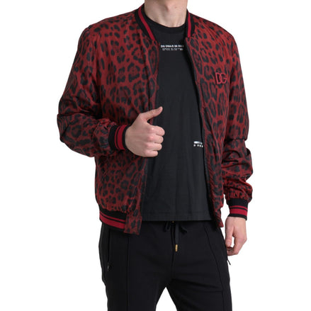 Dolce & Gabbana Giacca Bomber Corta Leopardo Rosso